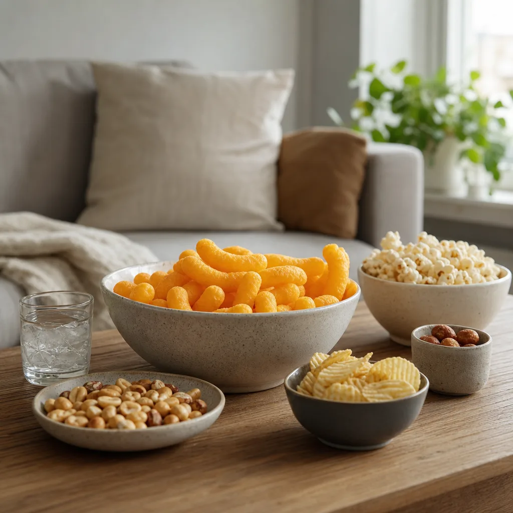 Redaktionell bild för Ostbågar & salta snacks online